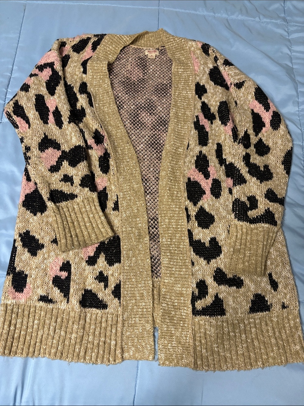 Mossimo Supply Co. Open-Front Leopard Cardigan - Beige, Black & Pink